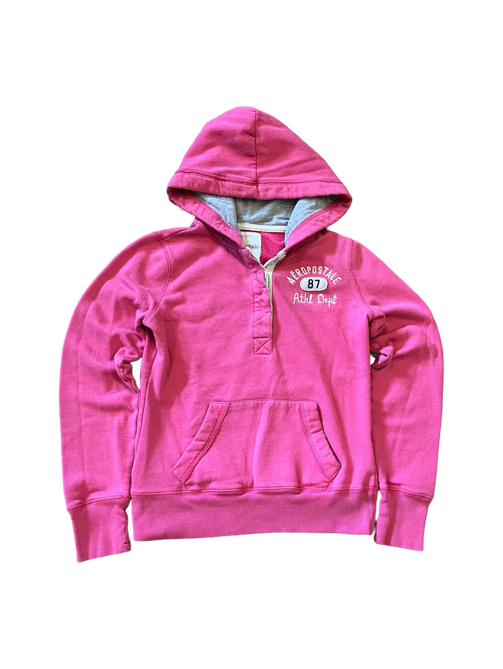 Aeropostale Varsity State Champ Henley Style Hoodie Hot Pink Womens Small Y2K